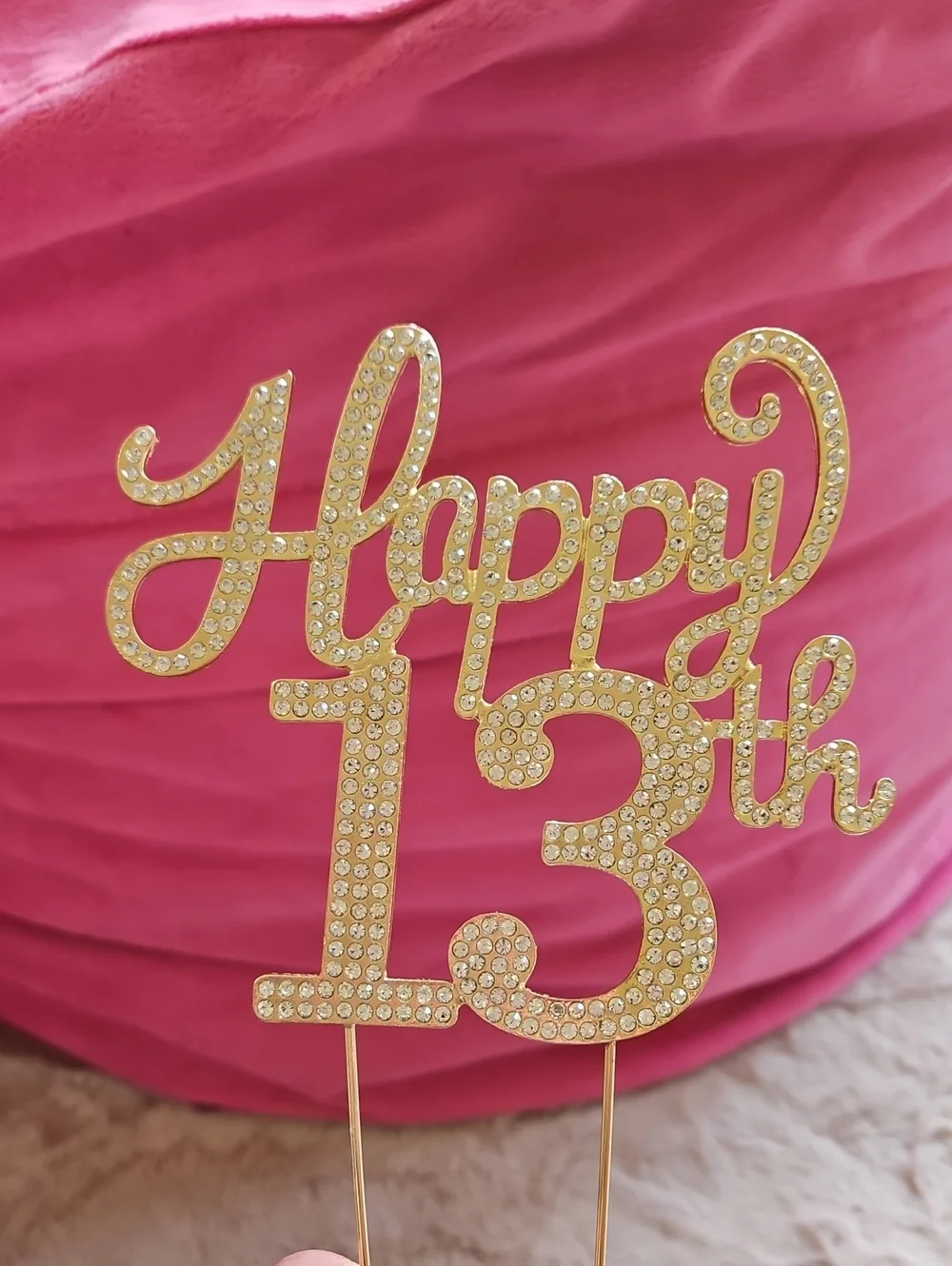 Gold & Rhinestone 13th Birthday Cake Topper